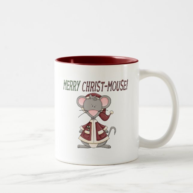 Merry Christ-Mouse T-shirts and Gifts Two-Tone Coffee Mug (Right)