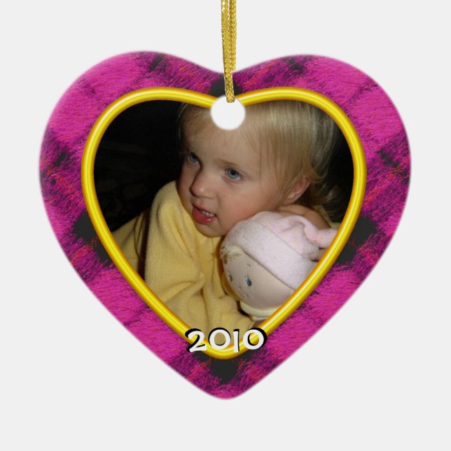 Merry Christma Plaid Photo Ornament (Front)