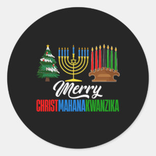 Merry Christmahanakwanzika Christmas Happy Hanukka Classic Round Sticker