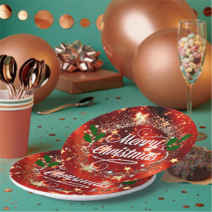   Merry Christmans, glitter and shine, Paper Plate
