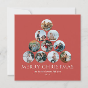 Merry Christmas 10 Photo Red Ivory Card