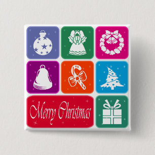 Merry Christmas 15 Cm Square Badge