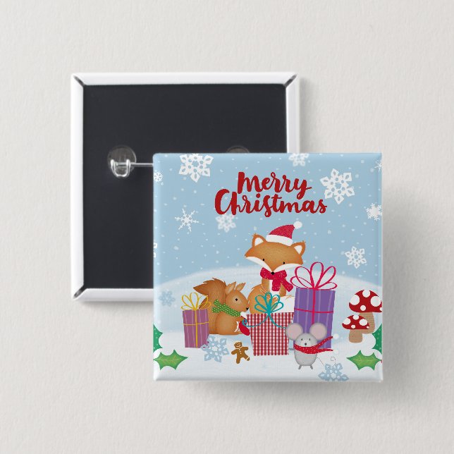 Merry Christmas 15 Cm Square Badge (Front & Back)