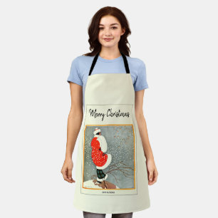 Merry Christmas 1914 Snow Bunting Apron