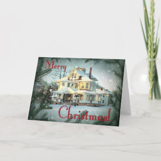 Merry Christmas 1920's home Holiday Card