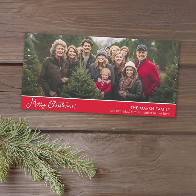 Merry Christmas - 1 horizontal or Panoramic photo Holiday Card (Add 1 photo to this classic photo card that can be printed or sent out to friends and family.)