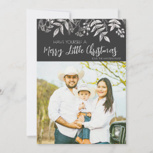 Merry Christmas 1 Photo Chalkboard Botanical Card