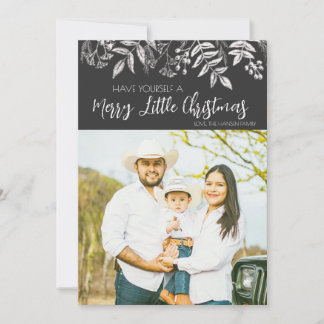 Merry Christmas 1 Photo Chalkboard Botanical Card