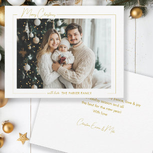 Merry Christmas! 1 Photo, White,Minimal Holiday Card