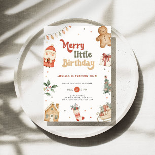Merry Christmas 1st Birthday Invitation