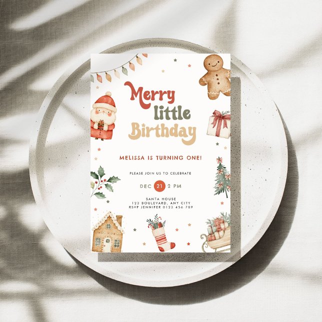 Merry Christmas 1st Birthday Invitation (Merry christmas birthday invitation)