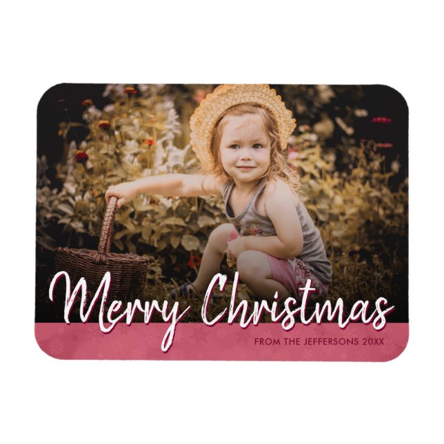 Merry Christmas 2017 Family Photo Holiday Picture Magnet (Horizontal)