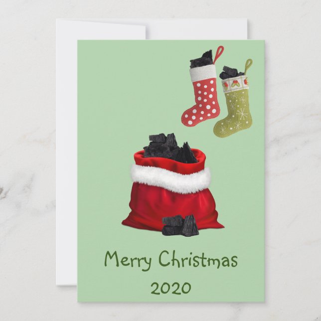 Merry Christmas 2020 Covid Coal in Stockings Holiday Card (Front)