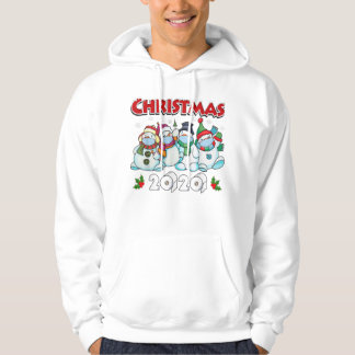 Merry Christmas 2020 Snowman in Mask Paj Hoodie