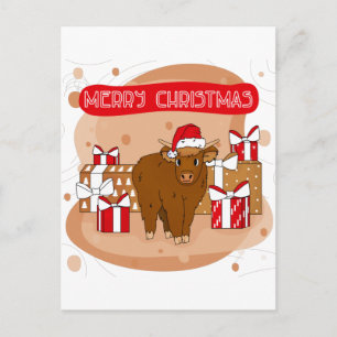 Merry Christmas 2021 and highland cow Postcard