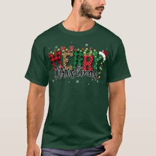 Merry Christmas 2022 Leopard Buffalo Red Plaid Fam T-Shirt