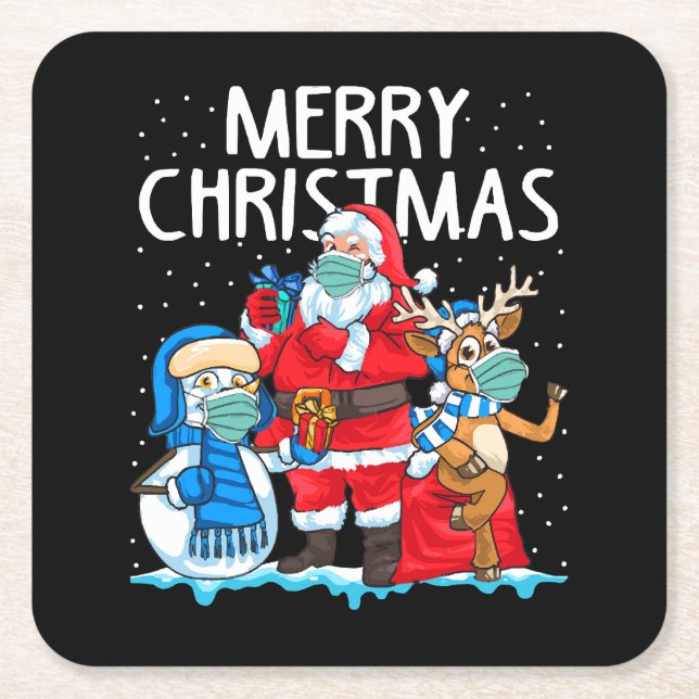 Merry Christmas 2023 Square Paper Coaster (Front)