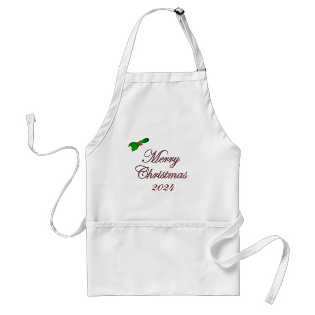 Merry Christmas 2024 Customised Glitter Apron (Front)