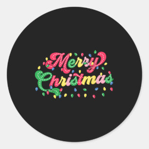 Merry Christmas 2024 Family Matching Christmas Lig Classic Round Sticker