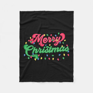 Merry Christmas 2024 Family Matching Christmas Lig Fleece Blanket