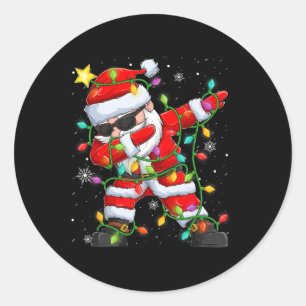 Merry Christmas 2024 Funny Santa Xmas Lights Sungl Classic Round Sticker