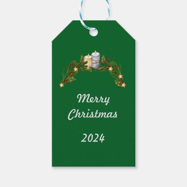 Merry Christmas 2024 Green Gift Tag (Front)
