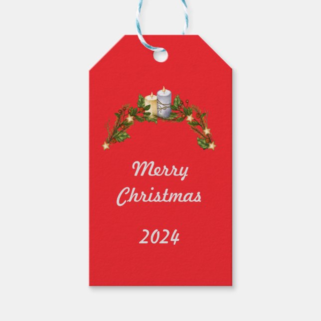 Merry Christmas 2024 Red Gift Tag (Front)