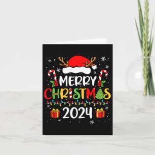 Merry Christmas 2024 Santa Hat Matching Family Paj Card
