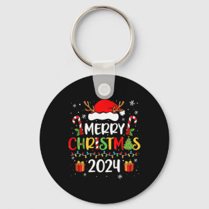 Merry Christmas 2024 Santa Hat Matching Family Paj Key Ring