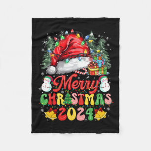 Merry Christmas 2024 Xmas Family Pyjamas Christmas Fleece Blanket