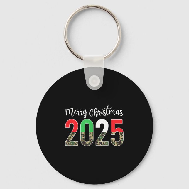 Merry Christmas 2025 Camouflage Camo Xmas For Men  Key Ring (Front)