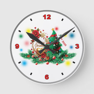 Merry Christmas 2025-Clock Round Clock
