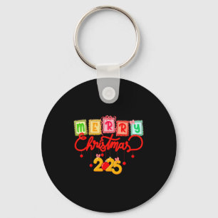 Merry Christmas 2025 Coquette Bow Matching Family  Key Ring