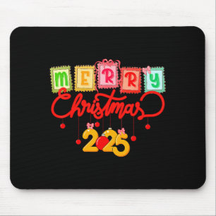 Merry Christmas 2025 Coquette Bow Matching Family  Mouse Pad