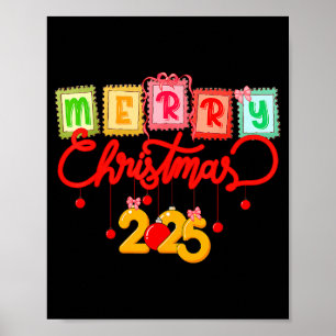 Merry Christmas 2025 Coquette Bow Matching Family  Poster