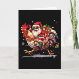 Merry Christmas 2025 Funny Santa Riding Chicken Ch Card