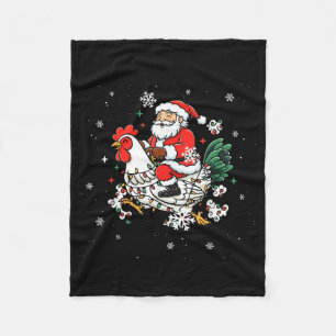Merry Christmas 2025 Funny Santa Riding Chicken Ch Fleece Blanket