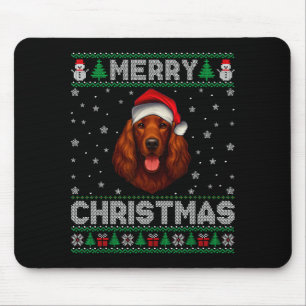 Merry Christmas 2025 Irish Setter Santa Hat Ugly X Mouse Pad
