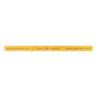 Merry Christmas 2025 Personalised Ribbon Gold Red Satin Ribbon
