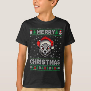 Merry Christmas 2025 Rat Santa Hat Ugly Xmas T-Shirt