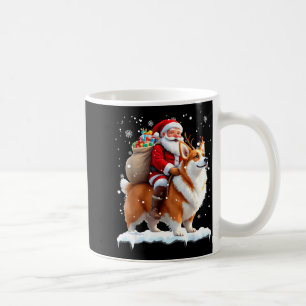 Merry Christmas 2025 Santa Riding Corgi Dog Xmas  Coffee Mug