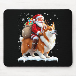 Merry Christmas 2025 Santa Riding Corgi Dog Xmas Mouse Pad