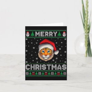 Merry Christmas 2025 Tiger Santa Hat Ugly Xmas  Card