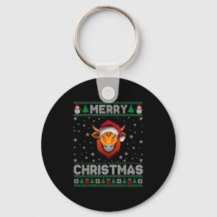 Merry Christmas 2025 Yak Santa Hat Ugly Xmas  Key Ring