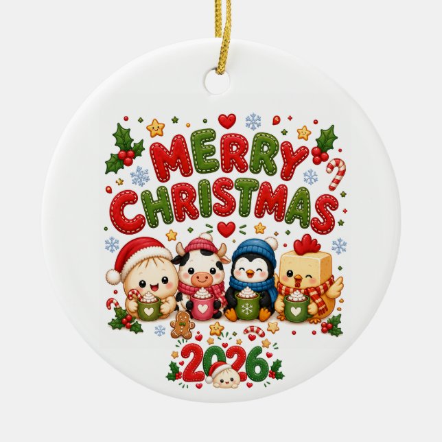 Merry Christmas 2026 Ceramic Ornament (Front)