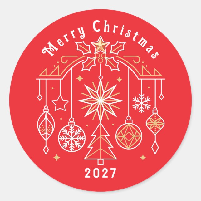Merry Christmas 2027 design Classic Round Sticker (Front)