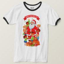 MERRY CHRISTMAS 2525 MENS BASIC RINGER T SHIRT