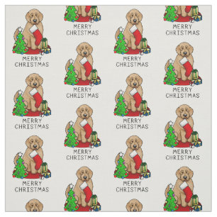 Merry Christmas 2 Goldendoodle (golden red) Cute Fabric