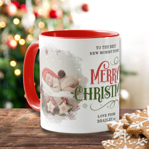 Merry Christmas 2 Photo Best New Mummy Ever Custom Mug