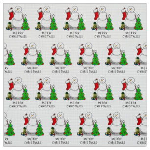 Merry Christmas 2 Tree Stocking Snowman Fabric